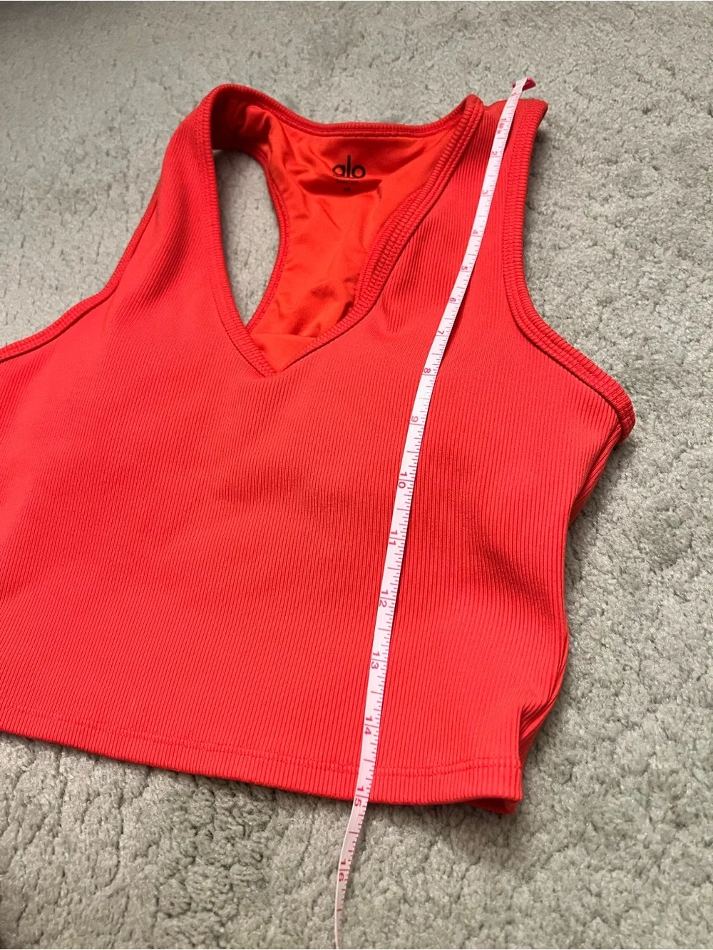 ALO Yoga Goddess Rib Crop Tank - Coral Red